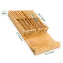 VaeFae Bamboo Knife Drawer Organizer, Knife Drawer Organizer Insert, Kitchen Drawer Knife Block for 12 Knives and a PLUS Slot for your Knife Sharpener (Without Knives)