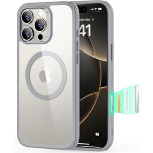 ESR for iPhone 16 Pro Max Case, Compatible with MagSafe, Shockproof Military-Grade tection, Magnetic iPhone Case for iPhone 16 Pro Max, Classic Hybrid Case (HaloLock),Clear Grey