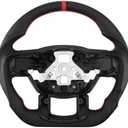 LOSCHEN Full Leather Steering Wheel for F150 Raptor 2015-2020, D-shaped Flat-bottom, Full Nappa Perforated Leather Steering Wheel with Paddle Shifters