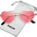 Polarized Heart Sunglasses for Women Men - Cute Trendy Sun Glasses Metal Frame UV400 Protection Lens
