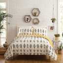 Jungalow Prosperity Quilt Set, Full/Queen, White 3 Count