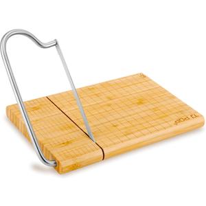Bamboo Cheese Slicer Board, 10 x 8 inch Cheese Cutter Board with Stainless Steel Blade, Cheese Cutter for Block Cheese, Butter, Sausages, Bread