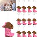 Teenyyou 12 Pcs Cowboy Boots Table Number Holders Wooden Photo Balloon Place Card Holders Cute Cowboy Picture Number Sign Stands for Western Party Birthday Wedding Party Event(Pink)