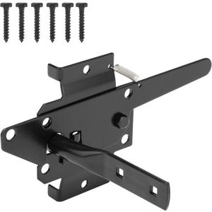 Heavy Duty Self-Locking Gate Latch for Wooden Fence, Post Mount Automatic Gate Lock Gravity Door Latch Hardware for Secure Pool, Outdoor Garden, Metal Gates Vinyl Fences, Black Finish