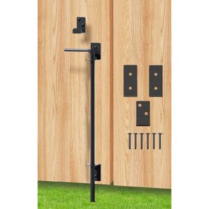 Cane Bolt Heavy Duty Gate Drop Rod 24 Inch Metal Gates Stopper for Wood PVC Vinyl Metal Fences Gates, Gate Ground Latches, Black Finish(1 Pack)