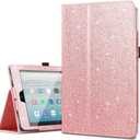 Fingic for Amazon Fire HD 10 Case 2017&2019,for Kindle Fire HD10 2017/2019 Cases,Luxury Sparkly Folio Folding Stand Cover with Holder & Auto Wake/Sleep Smart Case for Fire HD 10 inch Case,Rose Gold (Glitter Pink)
