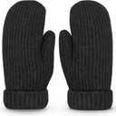 2 x Whiteleopard Men's Winter Gloves Warm Lining Elastic Cuff - Knit Stretchy Cold Weather Warm Knit Thick Gloves Mittens (Black, M)