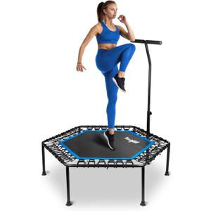 Yes4All 48Inch Rebounder Trampoline with Adjustable Handle Bar, 350 LBS Stable & Silent Exercise Trampoline for Adults