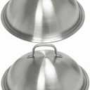 Griddle Accessories Pot Wok Lids - Heavy Duty 12 Inch Round Basting Cover - Stainless Steel - Cheese Melting Dome and Steaming Cover - Best for Use in Flat Top Grill Cooking Indoor Outdoor- 2 Domes