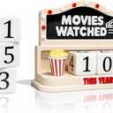 Movies Watched Counter, Film Tracker Display, Vintage Cinema Style Display, Movie Counter for Shelf & Desk Decor (Black)