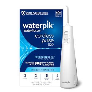 Waterpik Cordless Pulse 3100 Rechargeable Portable Water Flosser for Teeth, Gums, Braces Care and Travel with 2 Flossing Tips, Waterproof for Shower Use, ADA Accepted, WF-20 White