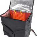 Insulated Heated Delivery Bag with Handle - Portable Microwave Food Warmer, Collapsible Grocery Boxes - Picnic Lunch Pizza Container for Food Transport