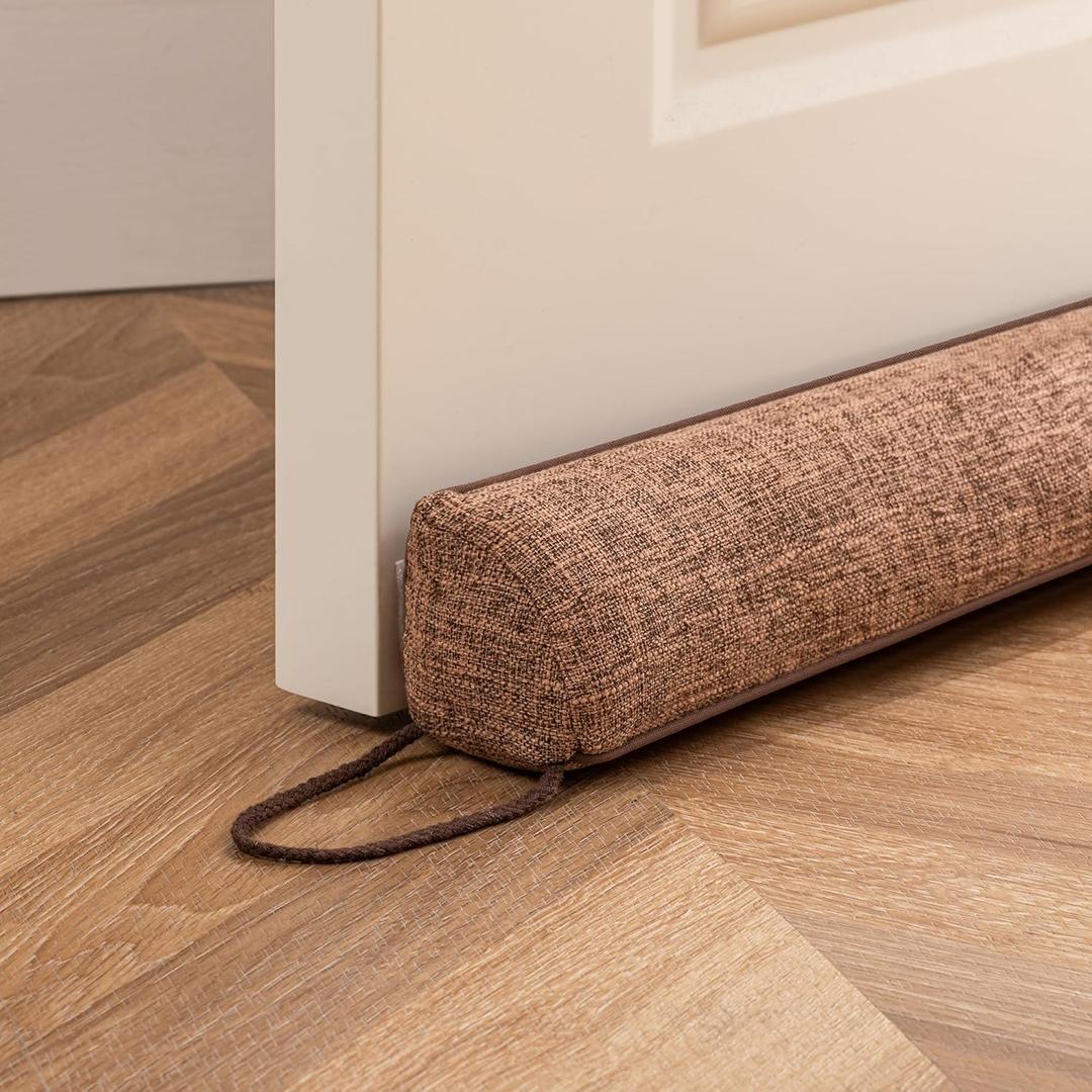 Sunolga 38" Linen Door Draft Stopper Blocks Hot and Cold Air with Removable Washable Cover for Bottom of Door, All-Season Seal for Noise, Wind, Door Sweep for Gaps Up to 3", Home Essentials, Brown