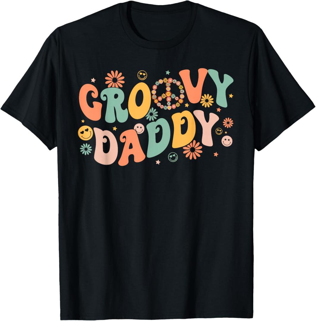 Groovy Daddy Birthday Party Peace Sign Dad 60s 70s Hippie T-Shirt