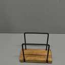 Napkin Holder for Table, Wood Iron Standing Napkin Dispenser for Dining Table Farmhouse Cocktail Picnic Rustic Wooden Holders All Kitchen Dining Room Decor Black & Farmhouse Brown (5.78*2.51*5.04 inch)