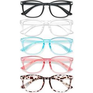 WINTOO Blue Light Glasses for Woman Men | 99% Blue Light Blocking Glasses for Computer Gaming TV Phone Screen Square Frame | Anti Eyestrain & UV Glare Protection - 4 Pair