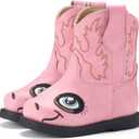 Rollda Baby Cowboy Boots Toddler Cowgirl Boots Infant Western Boots Round Toe (Pink)