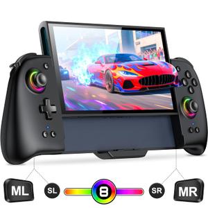 Gammeefy Switch 2 Controller Hall Effect Joysticks & Enhanced Grip One Piece Switch Joypad Replacement Switch 2 Pro Controller with 8-Color RGB Lighting, Turbo, Macros, KeyLinker App