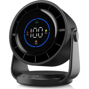 Desk Fan, Quiet Wall-Mounted Table Fan with Turbo Airflow, 100-Speed Digital Display & 105 Adjustable Tilt, 7.5-inch Rechargeable Battery for Home, Office, Travel Dark Black