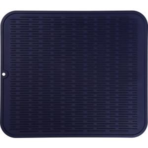 MicoYang Silicone Dish Drying Mat for Multiple Usage,Easy clean,Eco-friendly,Heat-resistant Silicone Mat for Kitchen Counter or Sink,Refrigerator or Drawer Liner Navy Blue 2XL 24 inches x 18 inches