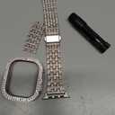 JR.DM Diamond Bands with Bling Case Women Compatible with Apple Watch 40mm 38mm 41mm 44mm 45mm 42mm 46mm 49mm Luxury Metal Bracelet Replacement Strap for iWatch Series 11/10/9/8/7/6/5/4 SE/Ultra 3/2/1