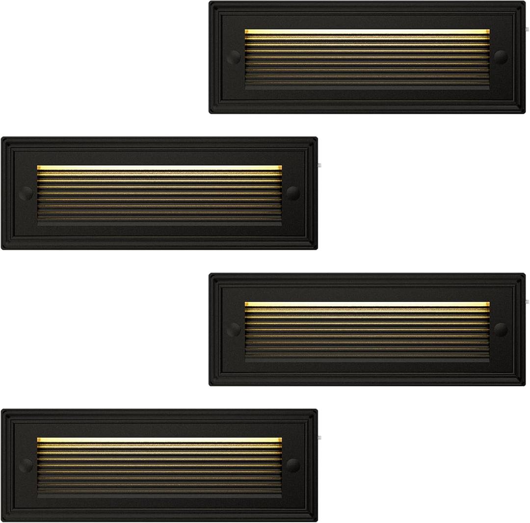 9 Inch Low Voltage Step Lights, 12V DC 5W LED Stair Light Indoor & Outdoor, 3CCT 3000K/4000K/6500K, IP65 Waterproof Outdoor Step Light for Landscape Lighting, Stair, Deck, Pathway, Walkway, Pack of 4