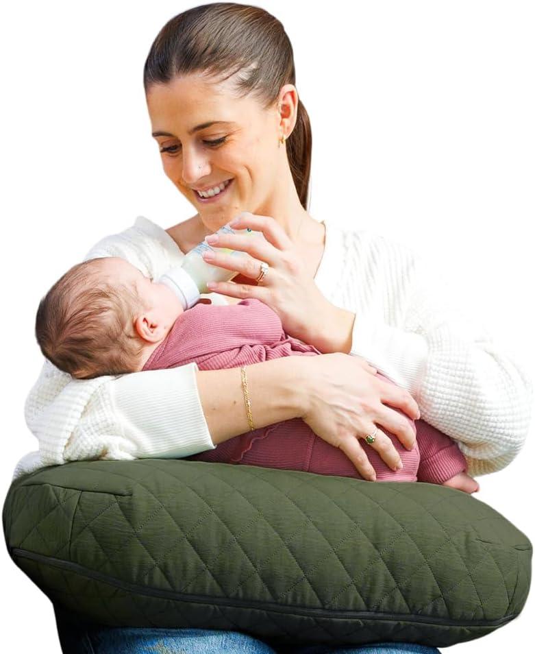 Boppy Nursing Pillow - Firm, Ergonomic U-Shaped Bottle and Breastfeeding Pillow with High Lift for Comfort and Support, Spacious Surface - Luxe - Quilted Moss