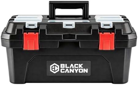 Black Canyon 19 Inch Portable Plastic Tool Box, 19 in × 9.6 in × 8.3 in, Padlockable 1 Piece 19 in