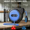 DEWENWILS 20 Amp Retractable Extension Cord Reel 40FT, ETL Listed, Blue | 10AWG SJTOW Heavy Duty, Auto-Rewind No-Tangle, Circuit Breaker, 4 Outlets for Garage Shop, 2500W