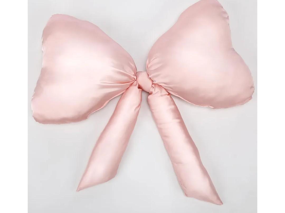 1pack Big Bow Throw Pillow 27 x 24 Inches Satin Pillow Aesthetic Bow Shaped Pillow Coquette Pillow Cushion for Sofa Office Lumbar Decorative Aesthetic Decor(Pink)
