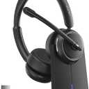 LEVN Wireless Headset with Mic for Work, Bluetooth Headset with Microphone (Noise Cancelling), 65 Hrs Working Time 2.4G Wireless Headphones with Mic for Work/Call Center/PC/Computer/Laptop/Teams/Zoom (Black)