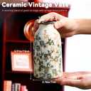 Green Vintage Vase Ceramic Crackle Floral Vase for Farmhouse Retro Home Bookshelf Living Room Table Centerpiece Decor(Rustic)
