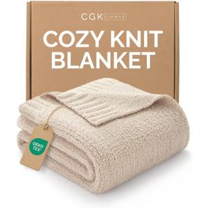 Oatmeal Throw Blanket - Super Soft Throw for Couch, Bed, Sofa, Chair - Lightweight, Warm, Double Sided Knit - All Season Cozy, Fuzzy, Anti-Static Plush Blanket for Women, Bedroom, Home Decor, 50x60