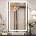 Keonjinn LED Bathroom Mirror with Lights, 40 x 24 Inch Front Lighted Vanity Mirror, HD Tempered Glass, UL-Listed LED Driver, Anti-Fog, 6000K Dimmale, Memory Function, Easy Installation