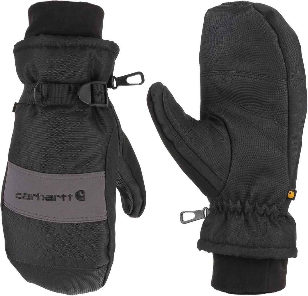 Carhartt Men's Waterproof Insulated Knit Cuff Mitten (Medium, Black/Grey)