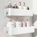 Nieifi Adhesive Wall Shelf, Shower Shelves, Shower Organizer for Bathroom Organization (White, 2 pieces)