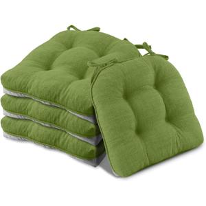 Basic Beyond Chair Cushions for Dining Chairs 4 Pack, Chair Cushion with Ties and Non Slip Backing, 15.5 x 15.5 inches Tufted Chair Pads for Dining Chairs(Grass Green)