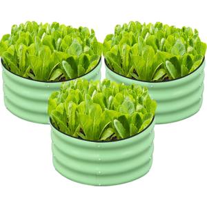 SnugNiture 3 Pcs 2x2x1ft Round Galvanized Raised Garden Bed Kit Outdoor, Metal Planter Box for Planting Plants Vegetables, Green