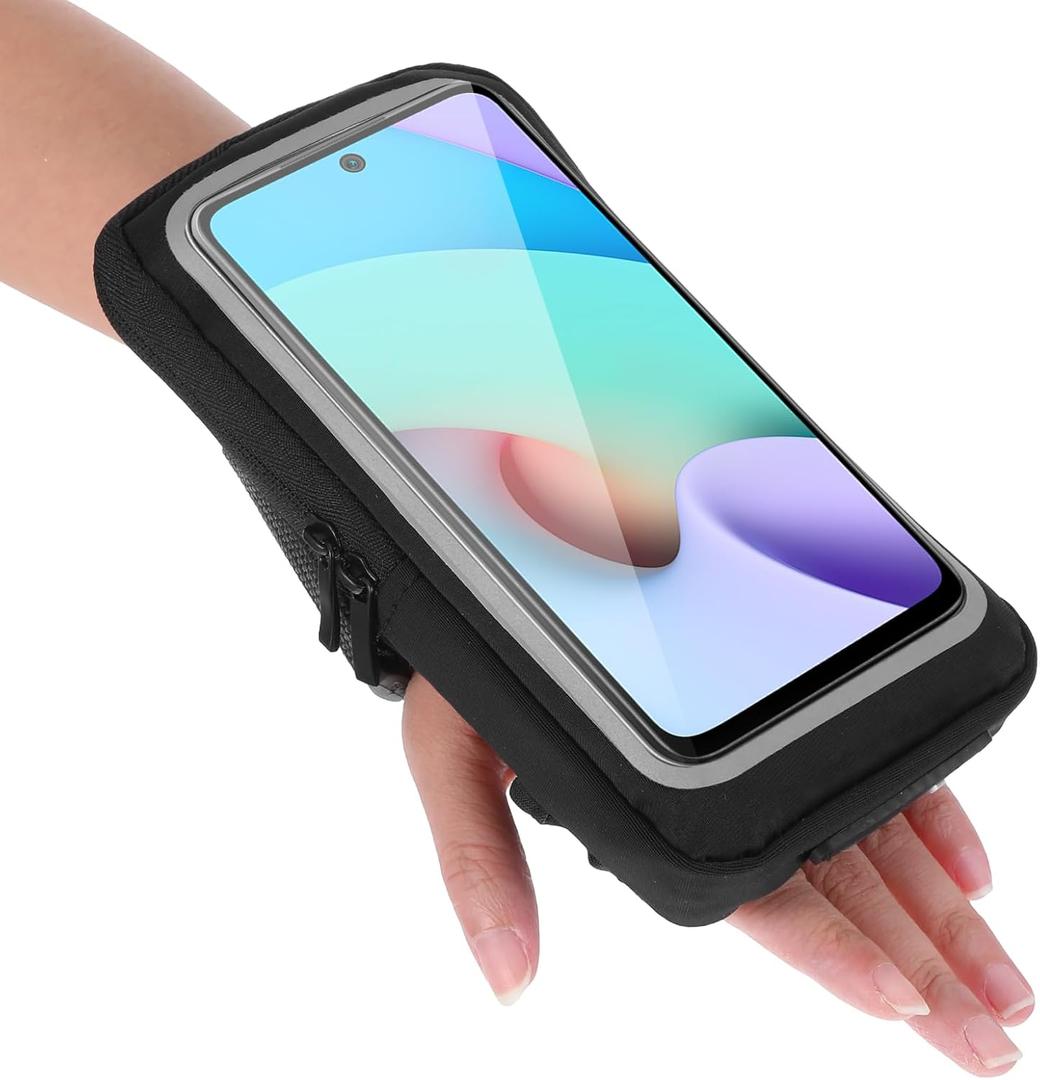 Arm Phone Holder for Running, Armband Wrist Cell Phone Holder, Forearm Armbands Phones Running Holders with Adjustable Strap & Card Slot for Men Women(Black)