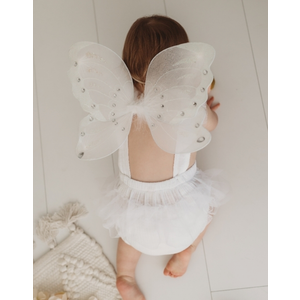 White Butterfly Angel Fairy Wings with Rhinestones, Size 1-3 years