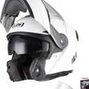 LEM Modular Motorcycle Helmets Fiberglass, Full Face Motorcycle Helmet Flip Up for Touring, DOT Certified, Release Sun Visor & Removable Comfort Liner, Lightweight Street Bike Helmet (White, XL)