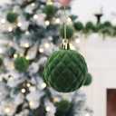 36pcs Velvet Ornaments for Christmas Trees, Flocked Christmas Balls Sets Assortment for Xmas Tree Holiday Decor (Avocado Green)