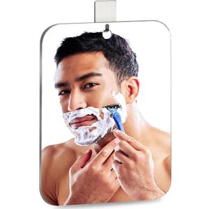 2 x Shatterproof Shower Mirror Fogless for Shaving with Hook (Medium 8x6 inch)40% Cheaper Than the Original,Unbreakable Deluxe Plexiglass Makeup Mirror,Bathroom Wall Hanging,Portable Handheld Camping