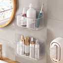 2pc Acrylic Wall Mount Organizer, Adhesive Clear Cabinet Door Organizer,Acrylic Shelves for Wall,No Drilling Hang Walls,with Self Adhesive Tape, for Bathroom, Kitchen, Living Room (Transparent)
