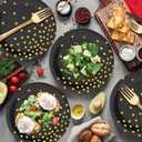 Black Gold Paper Plates and Napkins Party Supplies-150PCS-50 x 7''Dessert Plates & 50 x 6.5''Napkins & 50 x 7.3''Forks,Disposable Paper Tableware Set for Birthday,Anniversary,Retirement,Father's Day