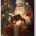Wodkodnxy Vintage Christmas Canvas Wall Art, Santa Claus Reading Booking Pictures for Wall Decor, Merry Christmas Poster Hobby Lobby Santa Picture, Xmas Wall Decorations Gifts 24x36in Unframed-Zhangboboart