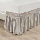 Lush Decor Ruched Ruffle Elastic Easy Wrap Around Bed Skirt Single Queen/King/Cal King Neutral - Queen Bed Skirt - Dust Ruffle - Tan Bedskirts