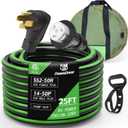 Black Green Power Cord, 14-50P to SS2-50R RV Locking Adapter Plug, 50 Amp 25 Feet Heavy Duty RV Power Extension Cord for RV Camper Generator to House, ETL Listed