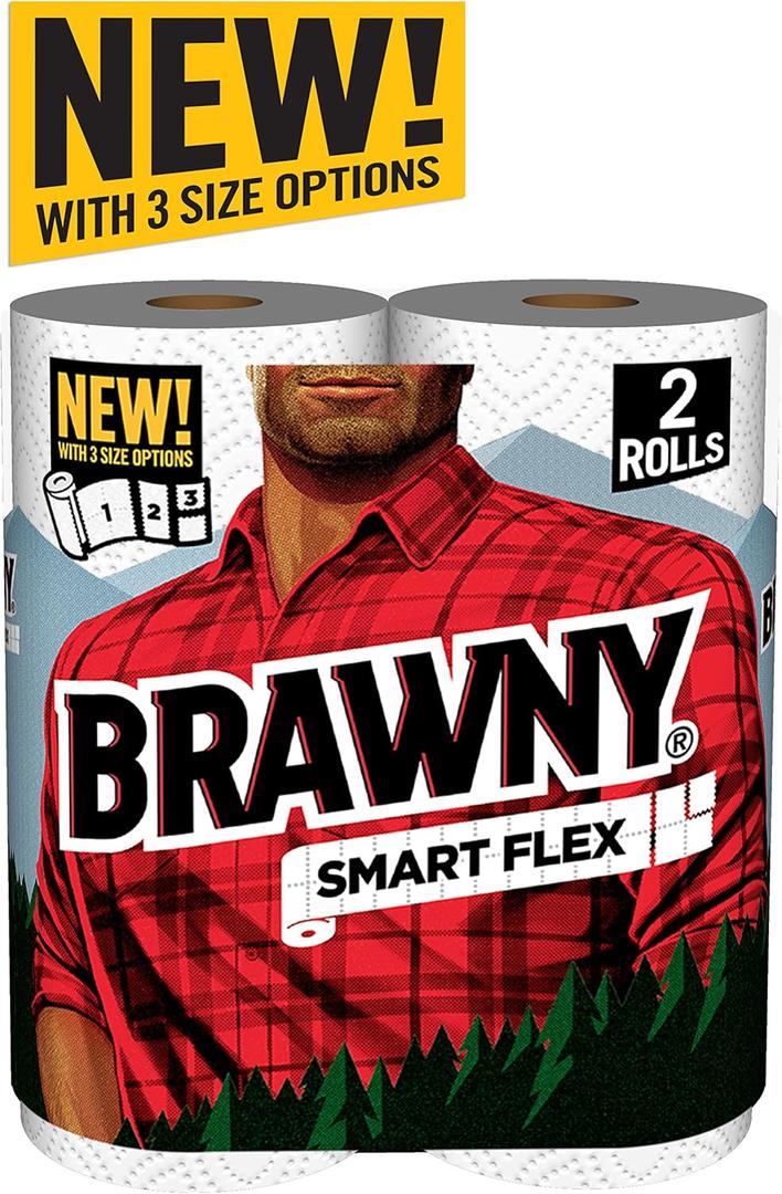 Brawny Smart Flex Paper Towel Rolls, 2 Count (White)