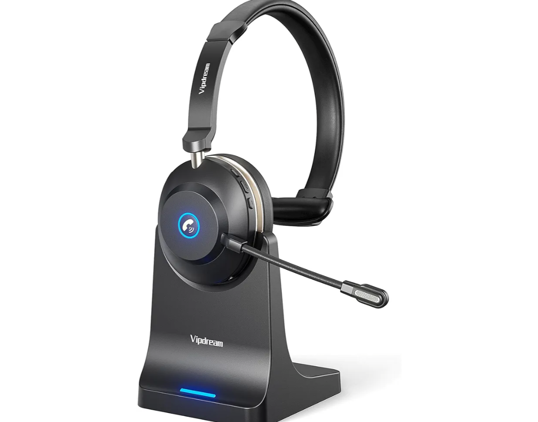Wireless Headset with Microphone for Work, Bluetooth 5.3 Computer Headset for Laptop, 45 Hours Battery Life & Mute Button, Headset with Mic for PC, iPhone, Zoom, Skype, Office & Home